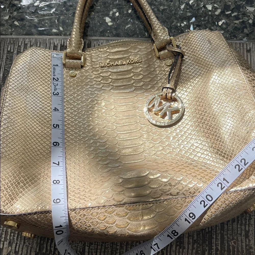 Michael Kors Gold Satchel with Signature Charm